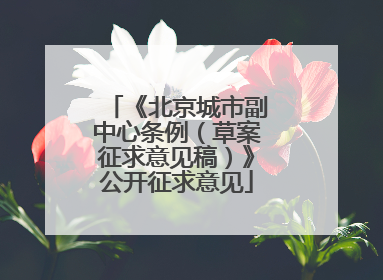 《北京城市副中心条例（草案征求意见稿）》公开征求意见