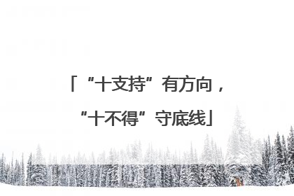 “十支持”有方向，“十不得”守底线