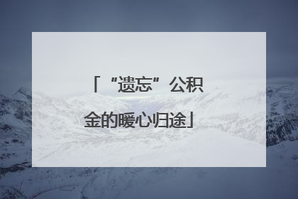“遗忘”公积金的暖心归途