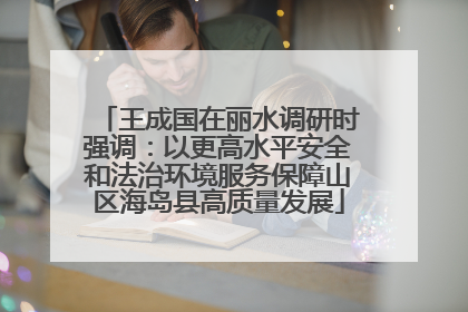 王成国在丽水调研时强调：以更高水平安全和法治环境服务保障山区海岛县高质量发展