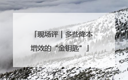 现场评｜多些降本增效的“金钥匙”