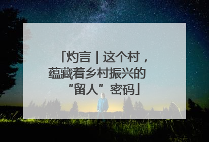 灼言｜这个村，蕴藏着乡村振兴的“留人”密码