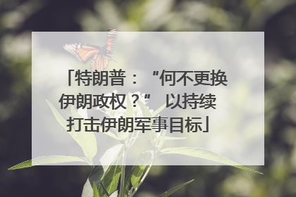 特朗普：“何不更换伊朗政权？” 以持续打击伊朗军事目标