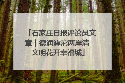 石家庄日报评论员文章｜德润滹沱两岸清 文明花开幸福城