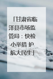 甘肃省临泽县市场监管局：快检小举措 护航大民生