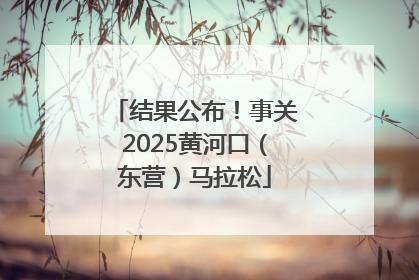 结果公布！事关2025黄河口（东营）马拉松