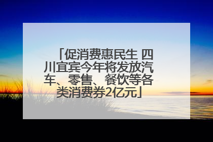 促消费惠民生 四川宜宾今年将发放汽车、零售、餐饮等各类消费券2亿元