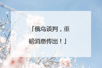 俄乌谈判，重磅消息传出！