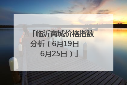 临沂商城价格指数分析（6月19日—6月25日）