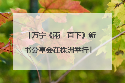 万宁《雨一直下》新书分享会在株洲举行