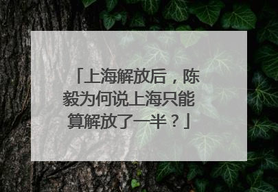 上海解放后，陈毅为何说上海只能算解放了一半？