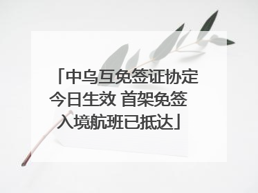中乌互免签证协定今日生效 首架免签入境航班已抵达