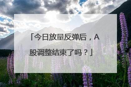 今日放量反弹后，A股调整结束了吗？