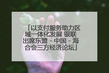 以支付服务助力区域一体化发展 银联出席东盟－中国－海合会三方经济论坛