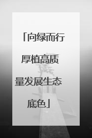 向绿而行 厚植高质量发展生态底色