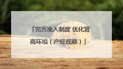 完善准入制度 优化营商环境（产经观察）