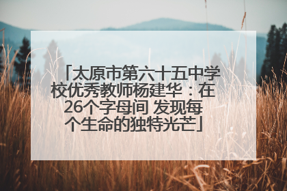 太原市第六十五中学校优秀教师杨建华：在26个字母间 发现每个生命的独特光芒