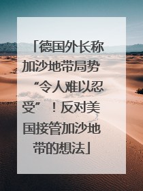 德国外长称加沙地带局势“令人难以忍受”！反对美国接管加沙地带的想法
