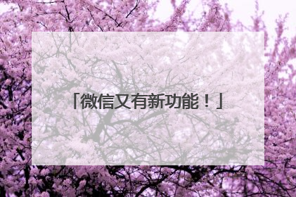 微信又有新功能！
