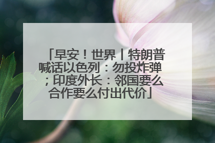 早安！世界丨特朗普喊话以色列：勿投炸弹；印度外长：邻国要么合作要么付出代价