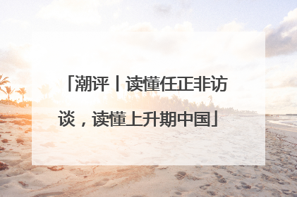 潮评丨读懂任正非访谈，读懂上升期中国