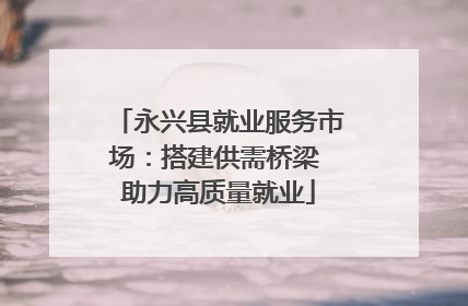 永兴县就业服务市场：搭建供需桥梁 助力高质量就业