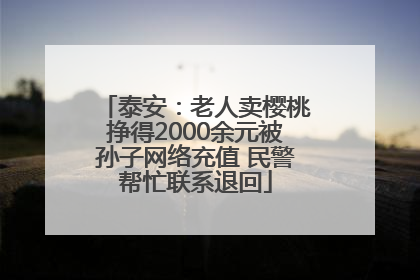 泰安：老人卖樱桃挣得2000余元被孙子网络充值 民警帮忙联系退回