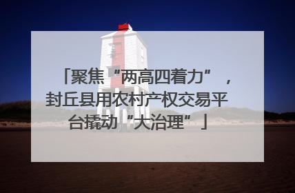 聚焦“两高四着力”，封丘县用农村产权交易平台撬动“大治理”