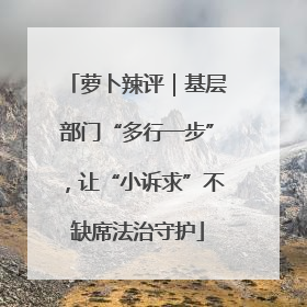 萝卜辣评｜基层部门“多行一步”，让“小诉求”不缺席法治守护