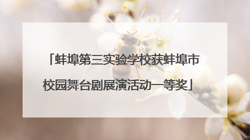 蚌埠第三实验学校获蚌埠市校园舞台剧展演活动一等奖