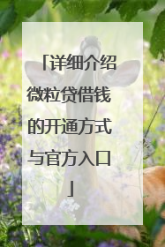 详细介绍微粒贷借钱的开通方式与官方入口
