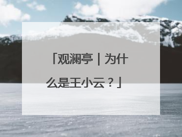 观澜亭｜为什么是王小云？
