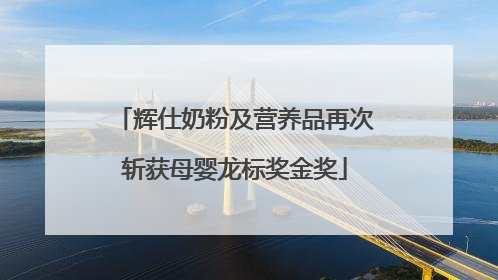辉仕奶粉及营养品再次斩获母婴龙标奖金奖