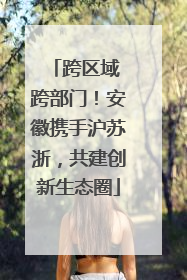 跨区域 跨部门！安徽携手沪苏浙，共建创新生态圈