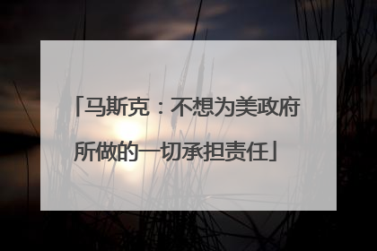 马斯克：不想为美政府所做的一切承担责任