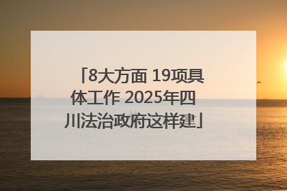 8大方面 19项具体工作 2025年四川法治政府这样建